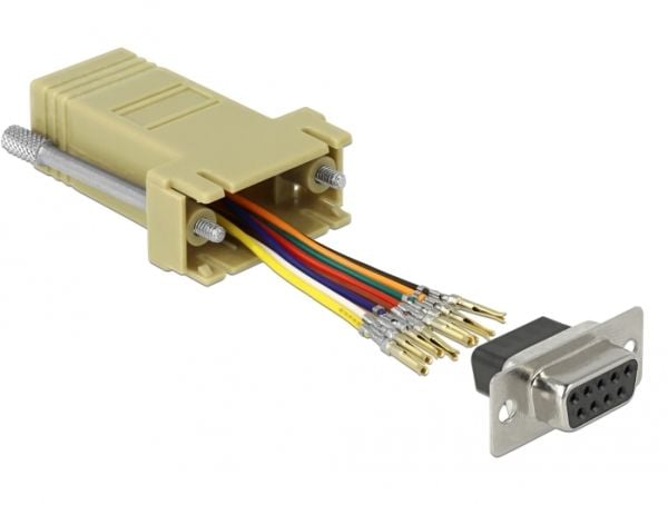 DeLOCK 66164, Sub-D 9 pin, Rj-45, Musta, Harmaa, Ruostumaton teräs