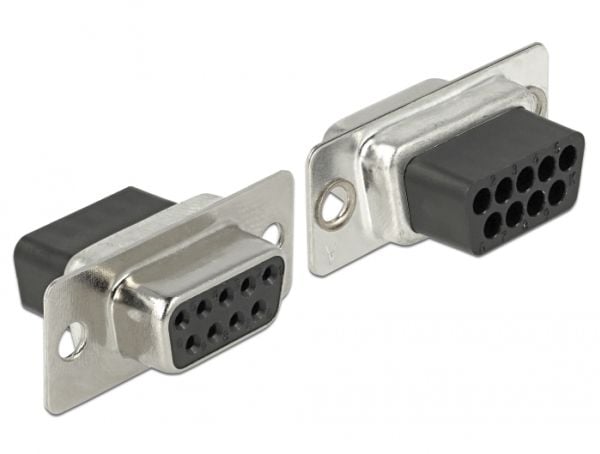 DeLOCK 66164, Sub-D 9 pin, Rj-45, Musta, Harmaa, Ruostumaton teräs
