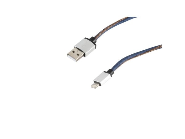 S/CONN 14-50025, 1 m, Lightning, USB A, Blå, Rett, Rett