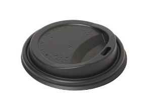 Muovikansi Ø80 mm Korkea Biohajoava CPLA Musta paperimukiin, 20 kpl x 40 kpl/krt
