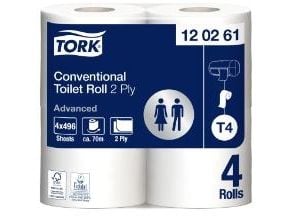 Toiletpapir Tork T4 Advanced 2-lags hvid - (24 ruller pr. karton)