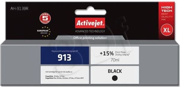Activejet AH-913BR, Høyt (XL) utbytte, Svart, Pigmentbasert blekk, 70 ml, 1 stykker, Enkeltpakke