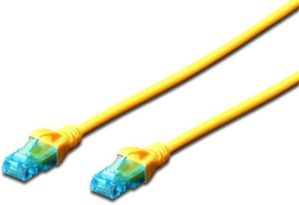 DIGITUS - Liitäntäkaapeli - RJ-45 (uros) - RJ-45 (uros) - 25 cm - UTP - CAT 5e - keltainen