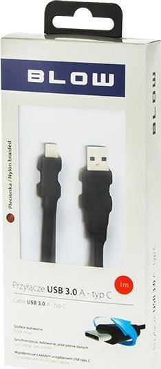 USB-kabel Blow USB-A till 1 m svart (66-126#)