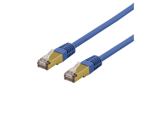 DELTACO SFTP-63BAH - Patch-kaapeli - RJ-45 (uros) - RJ-45 (uros) - 3 m - SFTP - CAT 6a - halogeeniton, muotoiltu - sininen