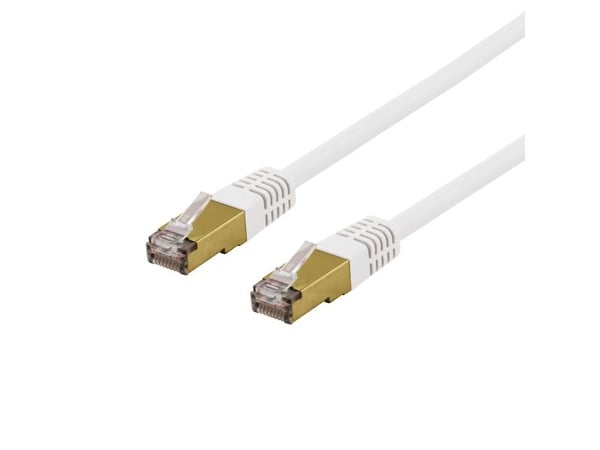 Deltaco S/FTP Cat6a laitekaapeli, Delta-sert., LSZH, 5m, valkoinen, 5 m, Cat6a, S/FTP (S-STP), RJ-45, RJ-45, Valkoinen