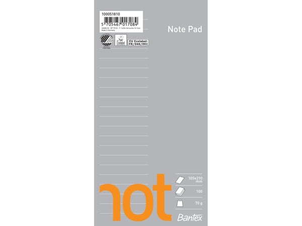 Bantex 100051810, Monokromatisk, Grå, Hvit, A6/5, 100 ark, 50 g/m², Mykt omslag