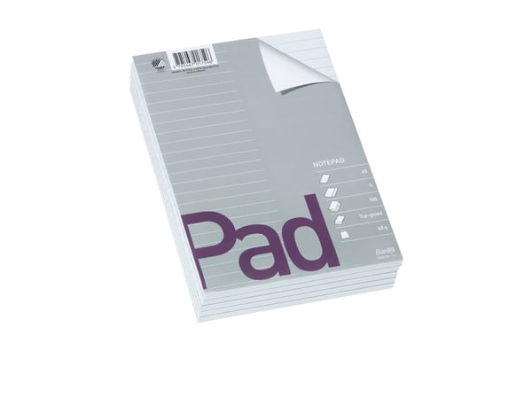 Standardblok, Bantex, Standard pad, A5 hvid, 148x210mm, 60g/m2 - (5 stk.)