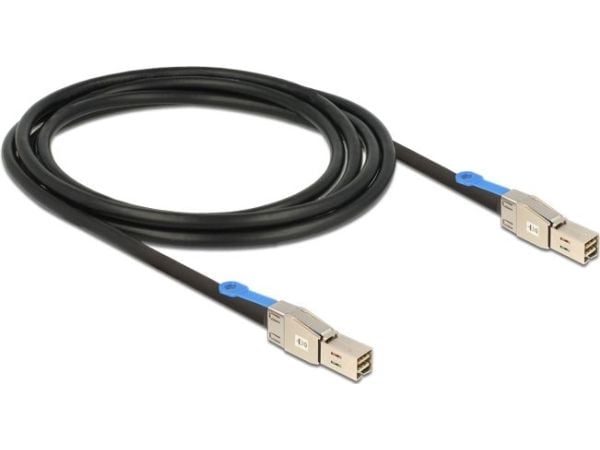 Delock - SAS ekstern kabel - SAS 12Gbit/s - 36-pins 4x skjermet Mini MultiLane (hann) til 36-pins 4x skjermet Mini MultiLane (hann) - 2 m - låst