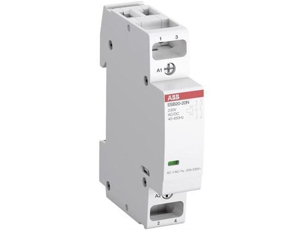 ABB 2-napainen asennuskytkin 2NC, AC-1 20A 55 asteessa, 250V AC, ohjausjännite 230V AC/DC