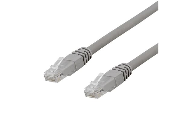 DELTACO - Patchkabel - RJ-45 (han) til RJ-45 (han) - 20 m - UTP - CAT 6a - booted - grå