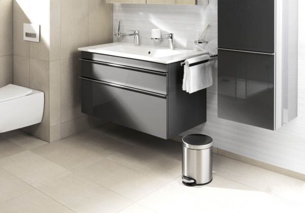 Kestävä 340023 340023 Papirkurv 5 l (Ø x K) 205 mm x 290 mm Rustfrit stål Sølv 1 stk