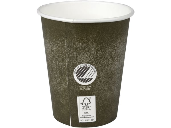 Kaffebæger The Swan, ABENA Gastro, 9,1cm, Ø8cm, 24 cl, 28 cl, grå, pap/PE - (20 stk.)