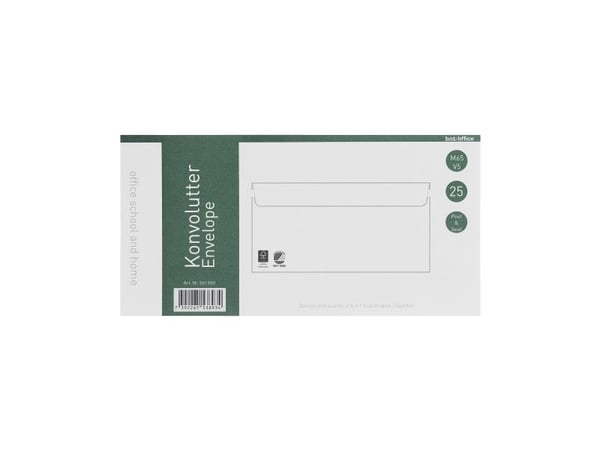 Kuverter M65 m/rude 90g Peel & Seal 110x220 mm hvid - (25 stk.)
