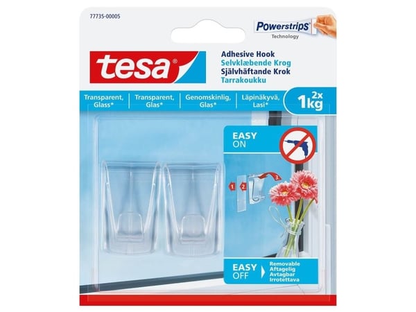 Klæbekrog, TESA, hvid Deco til faste overfalder 1kg pakke a 2 stk