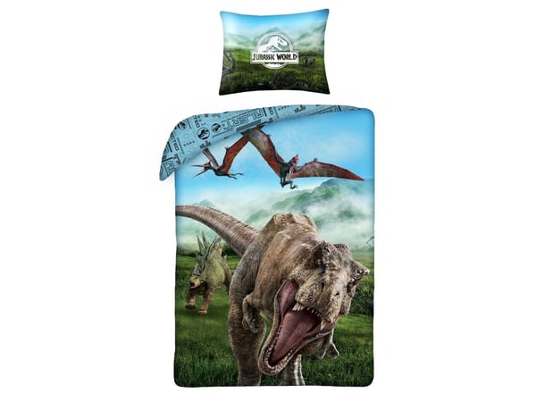 Jurassic World Dinosauar Sengetøj 2i1 Design - 100 Procent Bomuld