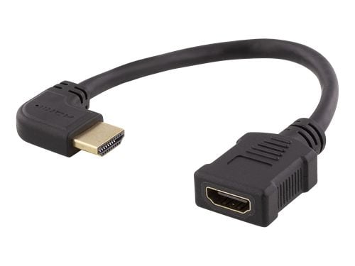 DELTACO HDMI-21C - HDMI-adapter - HDMI hunn til HDMI hann venstreivinklet - 20 cm - svart