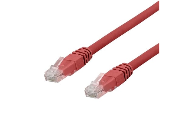Deltaco U/UTP Cat6a laitekaapeli, Delta-sert., LSZH, 2m, punainen, 2 m, Cat6a, U/UTP (UTP), RJ-45, RJ-45, Punainen