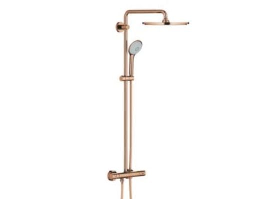 Grohe Euphoria 310 bruss. term - Brusesystem, termostat, vægmontering, Poleret Warm Sunset