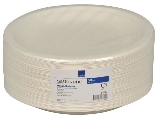 Fibertallerken, ABENA Gastro, Ø18cm, nature - (20 stk.)
