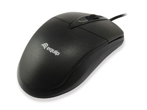 Equip 245102, Ambidextrous, Optisk, USB Type-A, 1000 DPI, Svart