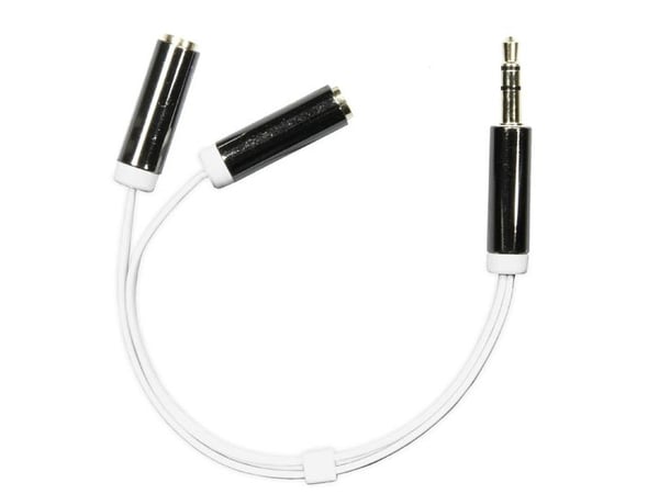 DELTACO AUD-206 - Audio splitter - stereo mini jack (hun) til stereo mini jack (hann) - 10 cm - hvit