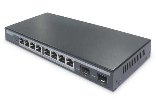 DIGITUS Professional DN-95344 - Switch - Styrt - 8 x 10/100/1000 (PoE+) + 2 x Gigabit SFP (opplink) - stasjonær - PoE+ (86 W)