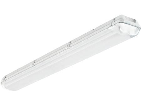 Alhama Tomt 2 rørs armatur forberedt for 1500mm LED rør, Polykarbonat bund/afskærmning, Plast klips. Uden intern gennemfortrådning.