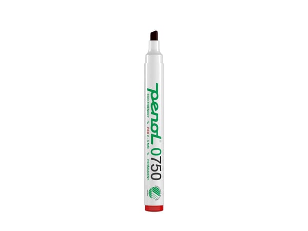 Marker Penol 0750 rød 2-5mm skå spids permanent - (10 stk.)