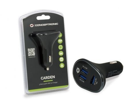 Conceptronic CARDEN - Bilstrømadapter - 31.5 watt - 6.3 A - 3 utgangskontakter (USB)