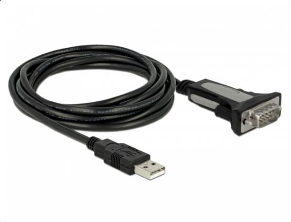 DeLOCK 65962, Musta, 3 m, USB A-tyyppi, DB-9, Uros, Uros