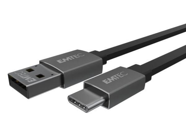 EMTEC T700 - USB-kabel - USB-type A (hann) til USB-C (hann) - 3 A - 1.2 m - flat