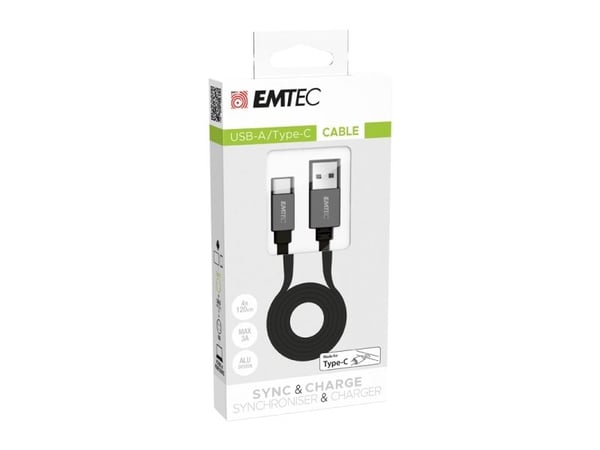 EMTEC T700 - USB-kabel - USB-type A (hann) til USB-C (hann) - 3 A - 1.2 m - flat