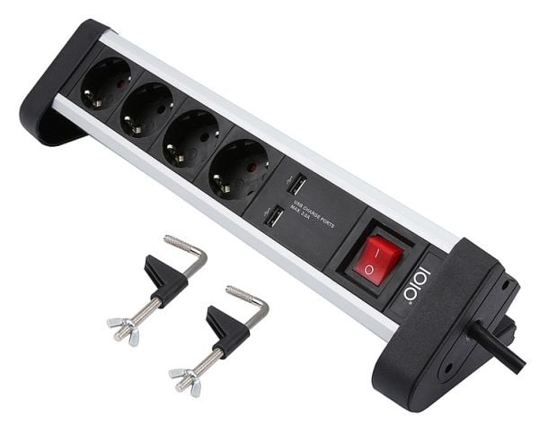 Olympia SL 2425 U, 1,5 m, Sisätila, 1,5 mm², Musta, Hopea, Alumiini, 4 AC-pistorasia(a)