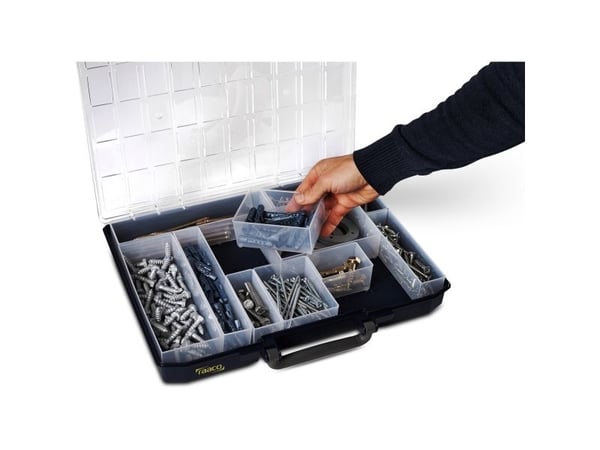 raaco CarryLite, Verktøy boks, Polykarbonat (PC), Polypropylen, Blå, Hvit, Hengsel, 413 mm, 330 mm