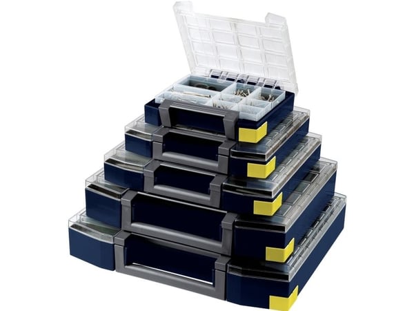 raaco Boxxser 80, Verktøy boks, Polykarbonat (PC), Polypropylen, Blå, Gjennomsiktig, 15 kg, Hengsel, 421 mm