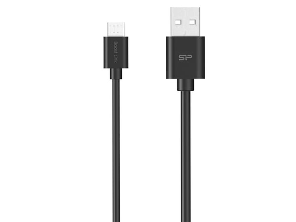 Silicon Power Boost Link PVC LK10AB - USB-kabel - Micro-USB type B (hann) til 4-pins mini USB-type A (hann) - USB 2.0 - 2.4 A - 1 m - svart