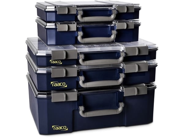 raaco CarryLite, Verktøy boks, Polykarbonat (PC), Polypropylen, Blå, Gjennomsiktig, Hengsel, 413 mm, 330 mm