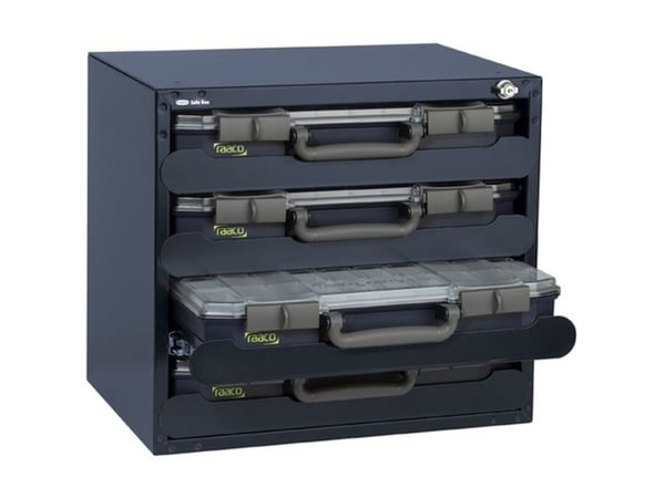 raaco CarryLite, Verktøy boks, Polykarbonat (PC), Polypropylen, Blå, Gjennomsiktig, Hengsel, 413 mm, 330 mm