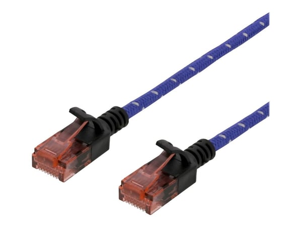 DELTACO - Koblingskabel - RJ-45 (hann) til RJ-45 (hann) - 50 cm - UTP - CAT 6a - formstøpt, uten hindringer, flertrådet - hvit, blå