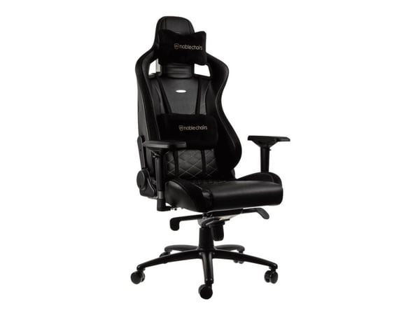 Noblechairs EPIC - Stol - ergonomisk - armlener - roterende - nylon, polyuretan, skumplast, polyuretan fauxlær - svart, gull