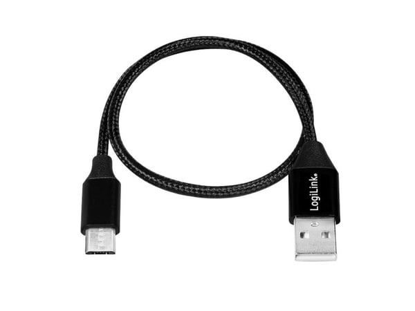 LogiLink CU0143, 0,3 m, USB A, Micro-USB B, USB 2.0, 0,48 Gbit/s, musta