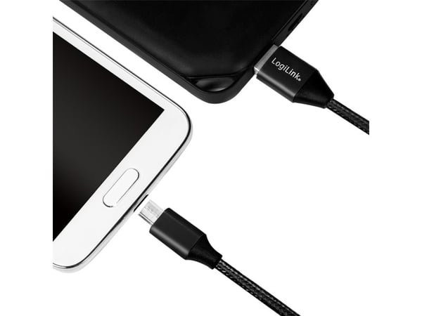 LogiLink CU0143, 0,3 m, USB A, Micro-USB B, USB 2.0, 0,48 Gbit/s, musta