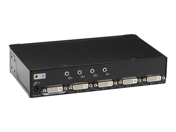 Black Box DVI-D Splitter with Audio and HDCP, 1 x 4 - Video/lyd-splitter - 4 x DVI + 4 x lyd - stasjonær - TAA-samsvar