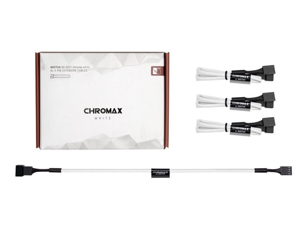 Noctua NA-SEC1 chromax.white - Forlengelseskabel for viftestrømforsyning - 4-pins PWM (hunn) til 4-pins PWM (hann) - 30 cm - hvit