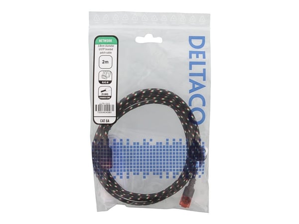 DELTACO - Koblingskabel - RJ-45 (hann) til RJ-45 (hann) - 2 m - UTP - CAT 6a - formstøpt, uten hindringer, flertrådet - svart