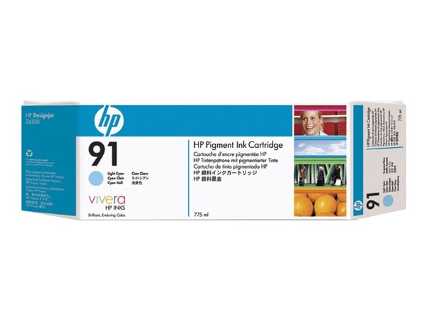 HP 91 - 775 ml - ljus cyan - original - DesignJet - bläckpatron - för DesignJet Z6100, Z6100ps