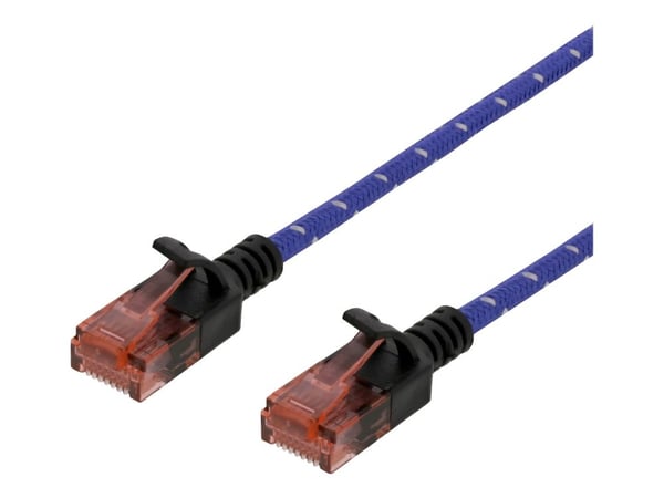 DELTACO - Koblingskabel - RJ-45 (hann) til RJ-45 (hann) - 2 m - UTP - CAT 6a - formstøpt, uten hindringer, flertrådet - hvit, blå