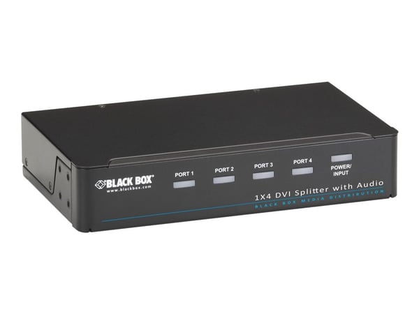 Black Box DVI-D Splitter with Audio and HDCP, 1 x 4 - Video/lyd-splitter - 4 x DVI + 4 x lyd - stasjonær - TAA-samsvar