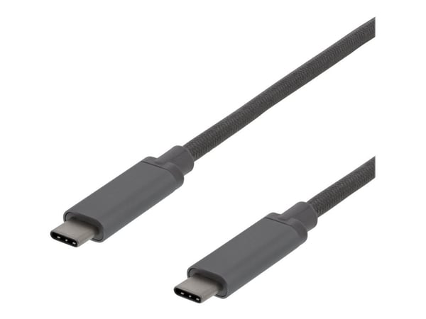 DELTACO USBC-1361 - USB-kabel - USB-C (hann) til USB-C (hann) - USB 3.1 Gen 2 - 50 cm - USB Power Delivery (3A, 60W) - sølv